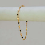 Dainty Black Enamel Flower & Golden Heart Bracelet - K Supreme
