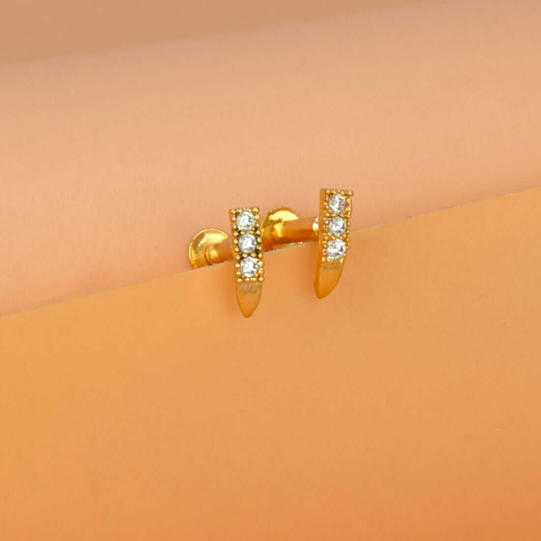 Dainty Gold Plated CZ Second Studs - K Supreme
