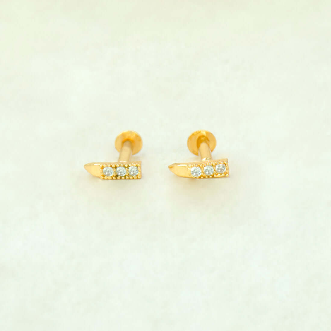 Dainty Gold Plated CZ Second Studs - K Supreme