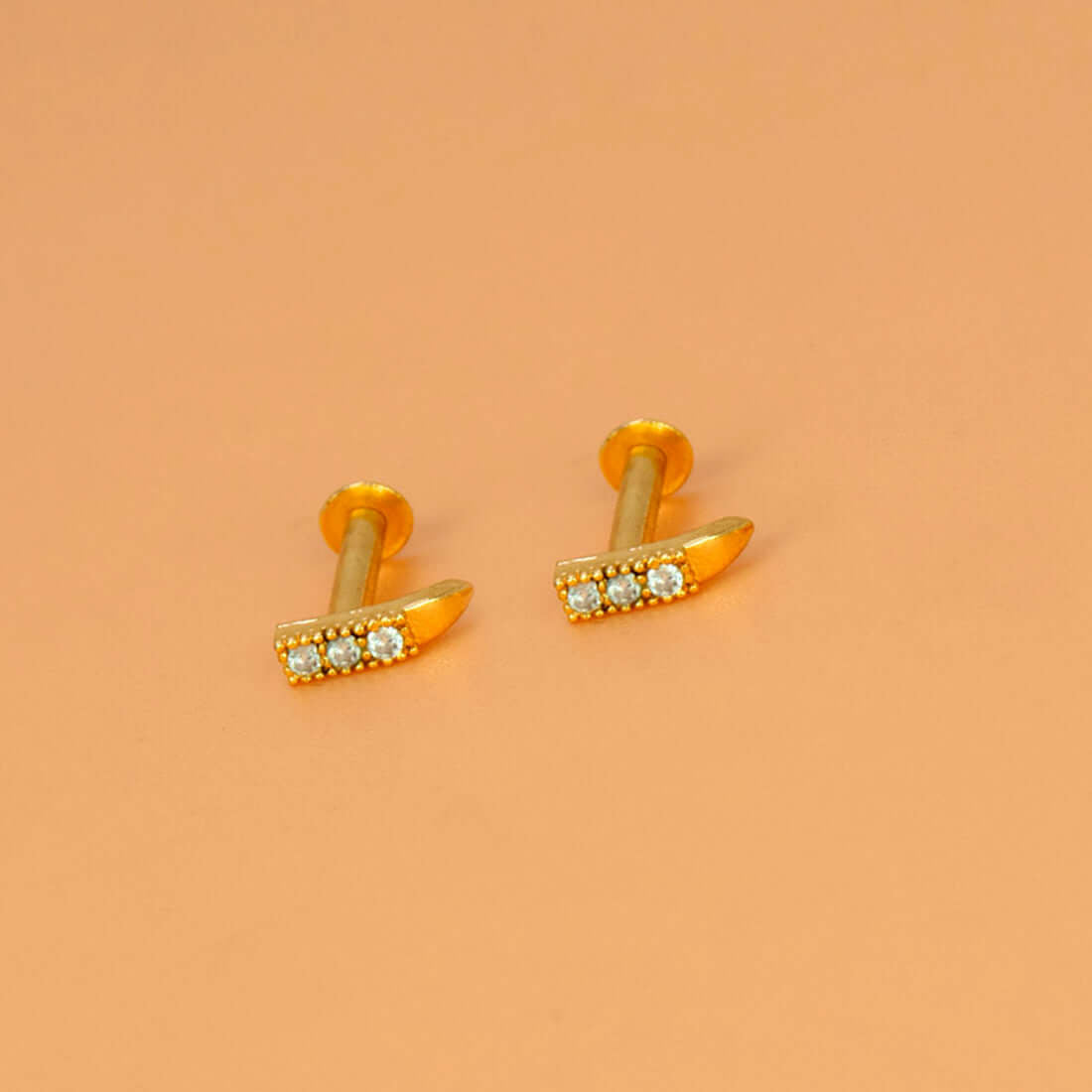 Dainty Gold Plated CZ Second Studs - K Supreme