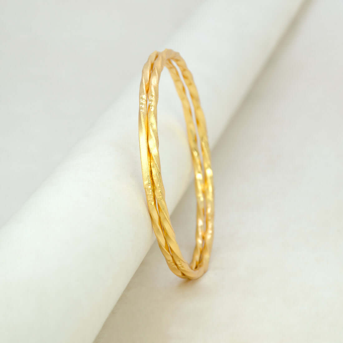 Dashing Gold Plated Twisted Plain Bangles - K Supreme