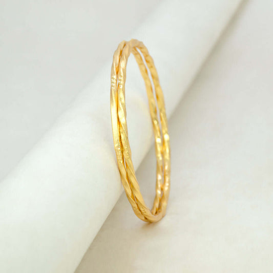 Dashing Gold Plated Twisted Plain Bangles - K Supreme