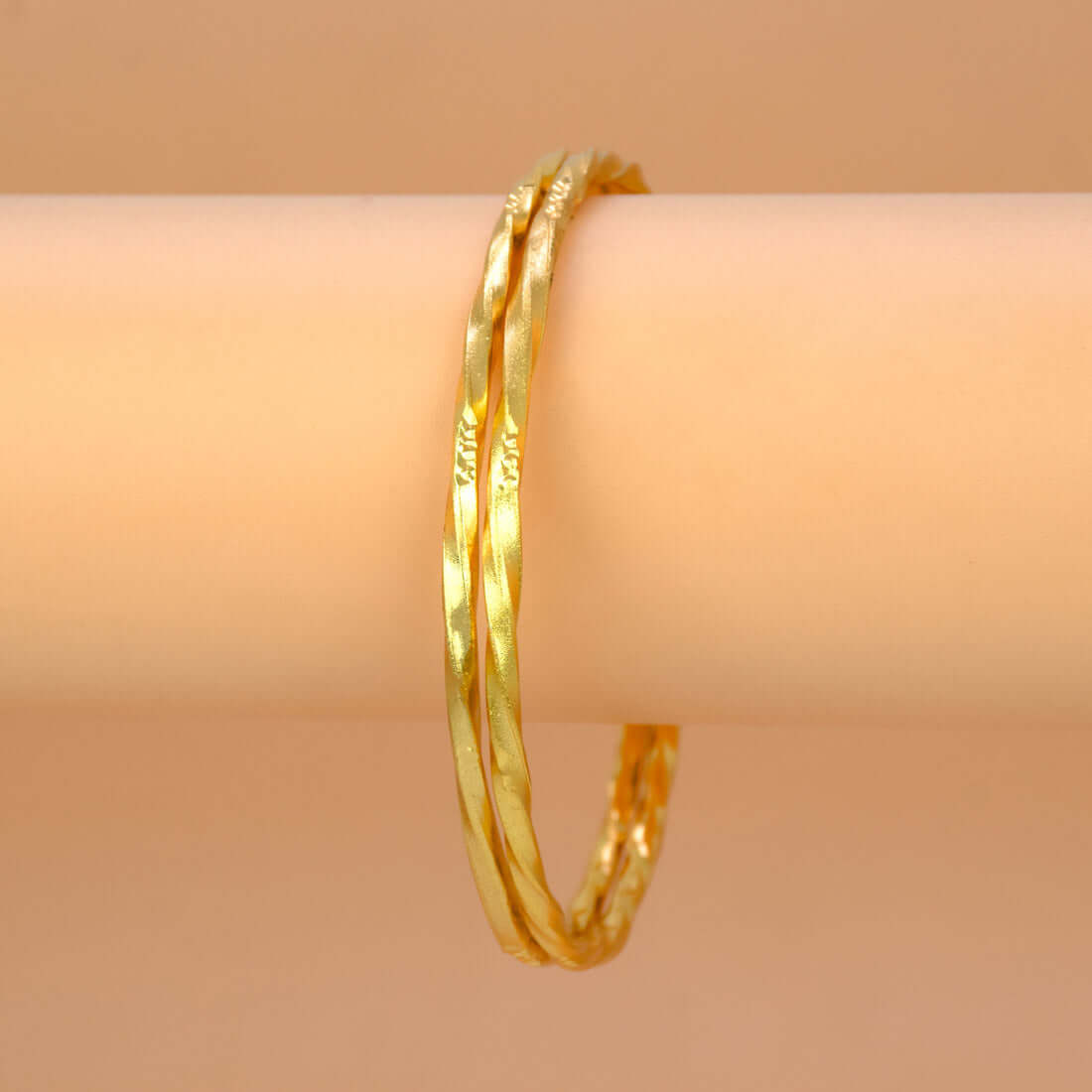 Dashing Gold Plated Twisted Plain Bangles - K Supreme