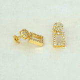 Dazzling Gold Plated Geometric Stone Drop Earrings - K Supreme