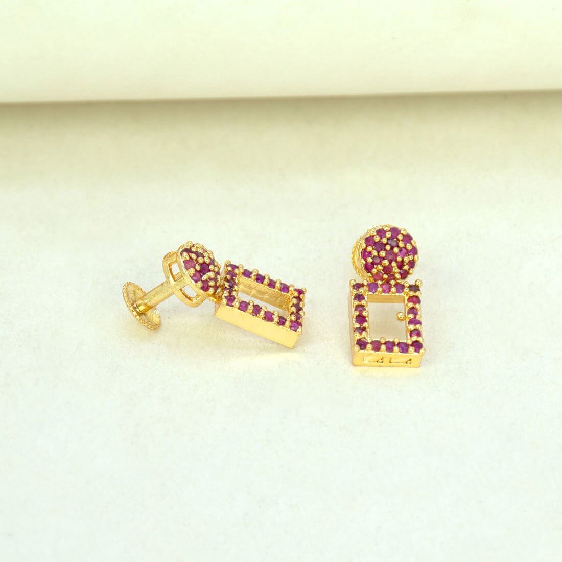 Dazzling Gold Plated Geometric Stone Drop Earrings - K Supreme