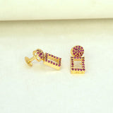 Dazzling Gold Plated Geometric Stone Drop Earrings - K Supreme