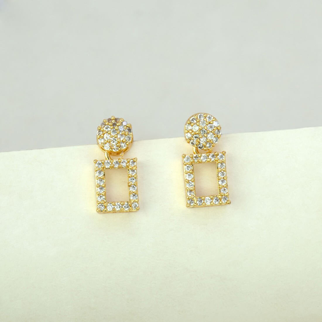Dazzling Gold Plated Geometric Stone Drop Earrings - K Supreme