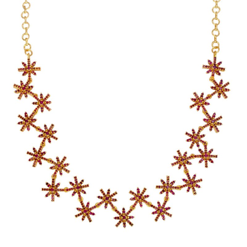 Dazzling Gold Plated Semi - precious Stone Necklace - K Supreme
