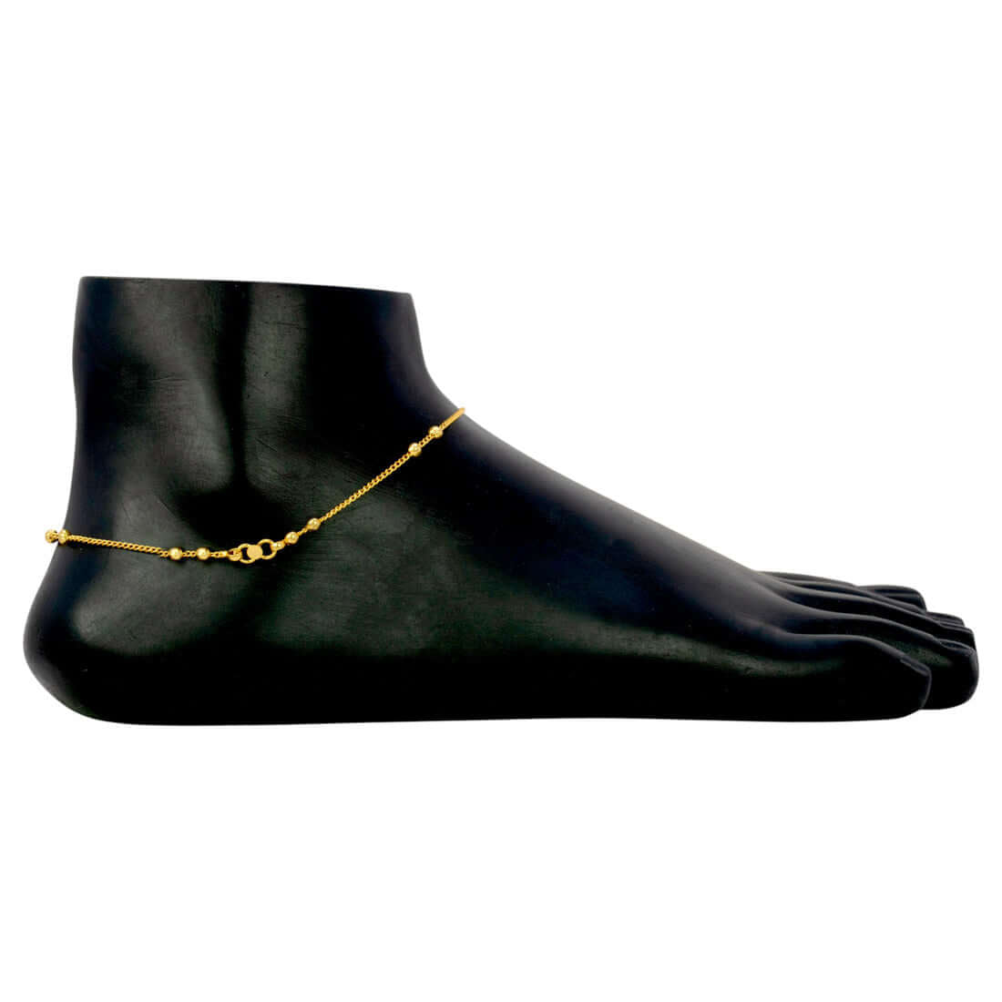 Delicate Gold Plated Curb Chain Twin Beaded Anklets - K Supreme