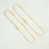 Delicate Gold Plated Curb Chain Twin Beaded Anklets - K Supreme
