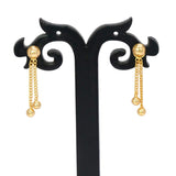 Designer Button Stud Box Chain Hanging Golden Drop Earrings - K Supreme