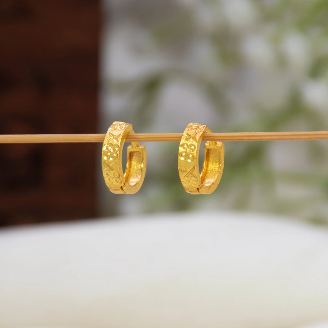 Gold‑Plated Designer Textured Hoop Earrings For Girls