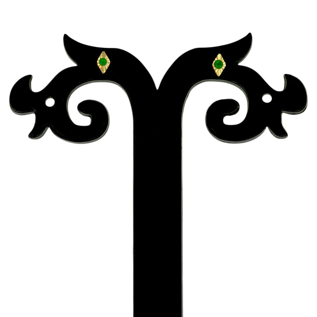 Diamond - cut Gold Plated Emerald Second Studs - K Supreme