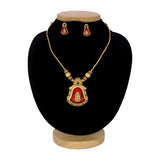 Divine Lakshmi Enamel Pendant Necklace Set - K Supreme