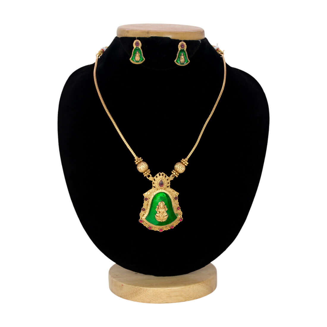 Divine Lakshmi Enamel Pendant Necklace Set - K Supreme