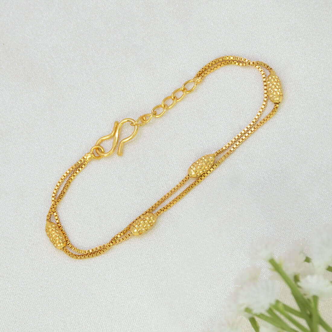 Gold Plated Double Chain Beaded Bracelet