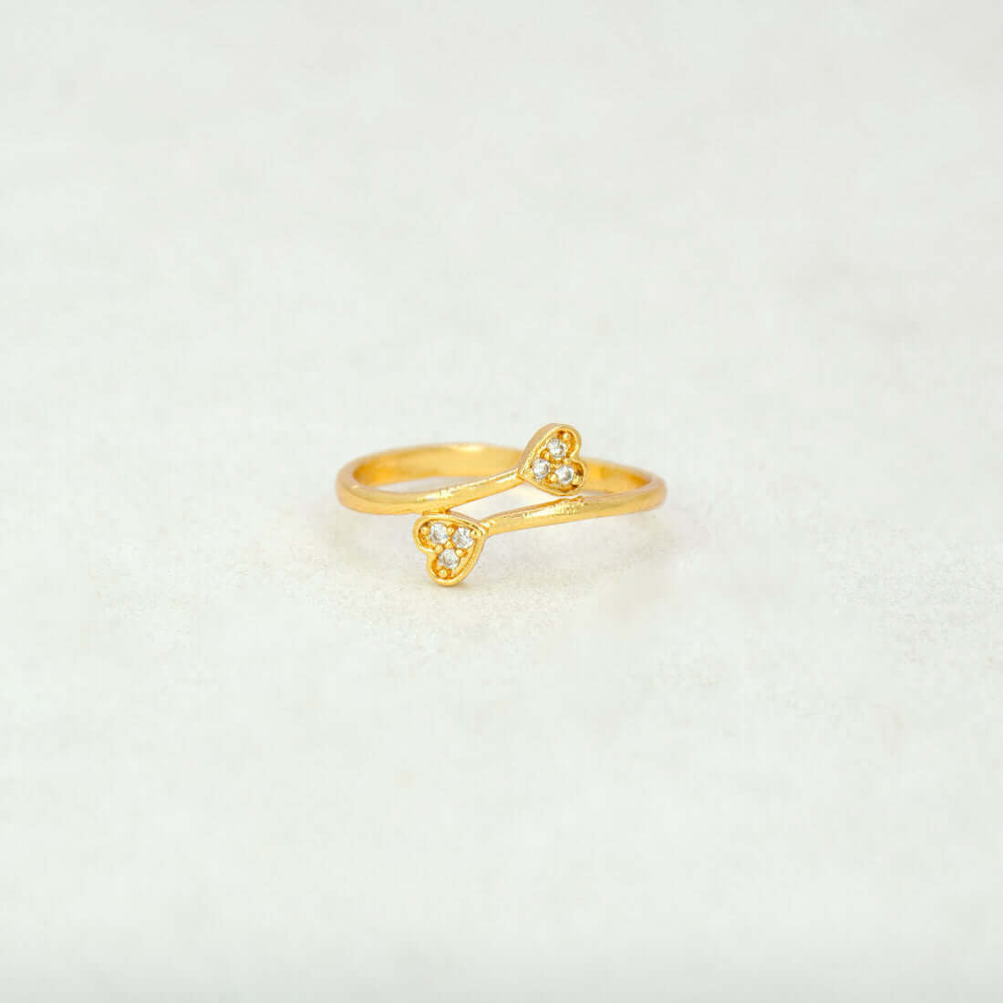 Dual Heart American Diamond Ladies Finger Ring - K Supreme