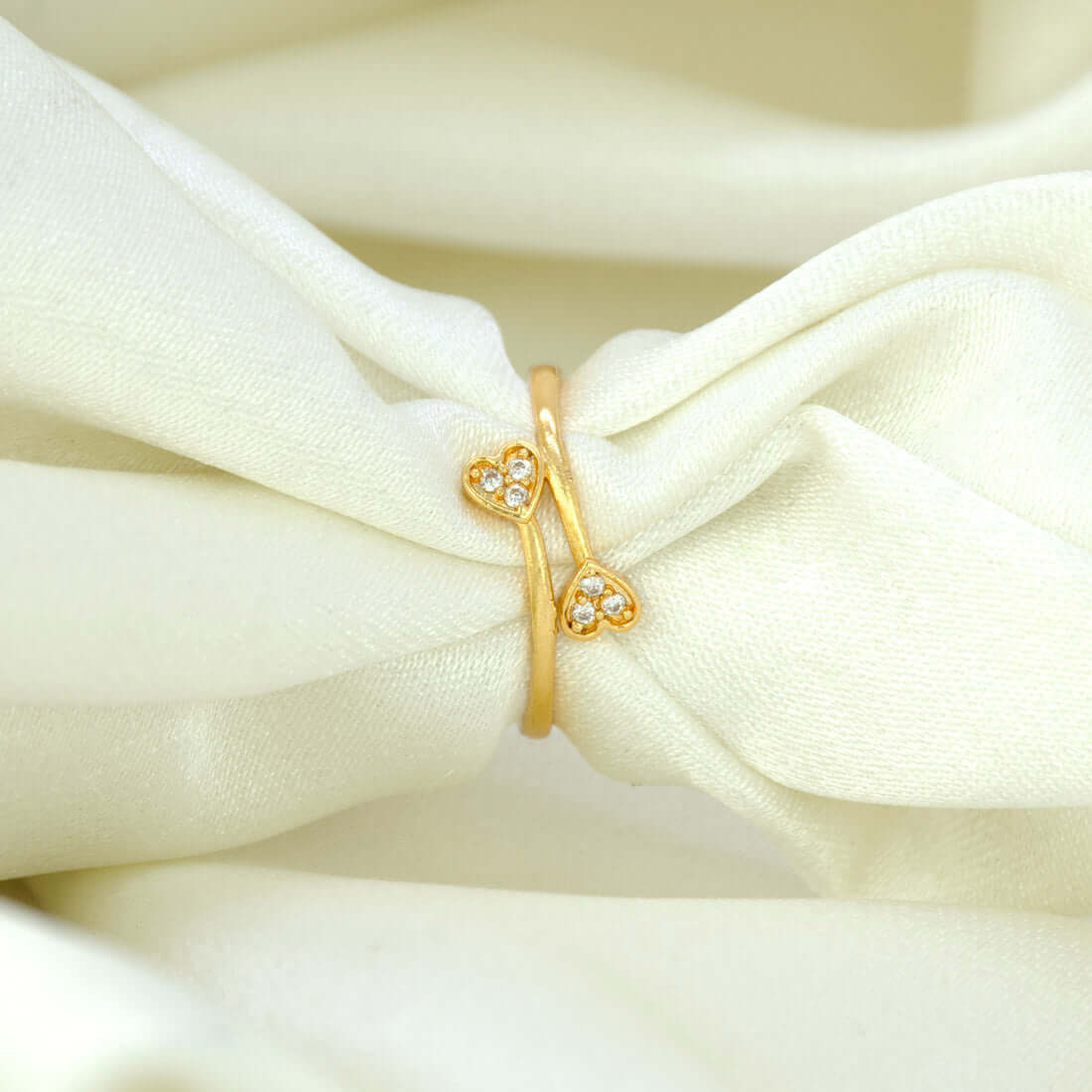 Dual Heart American Diamond Ladies Finger Ring - K Supreme