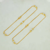 Dual Tone Triple Designer Beads Box Chain Anklets - K Supreme