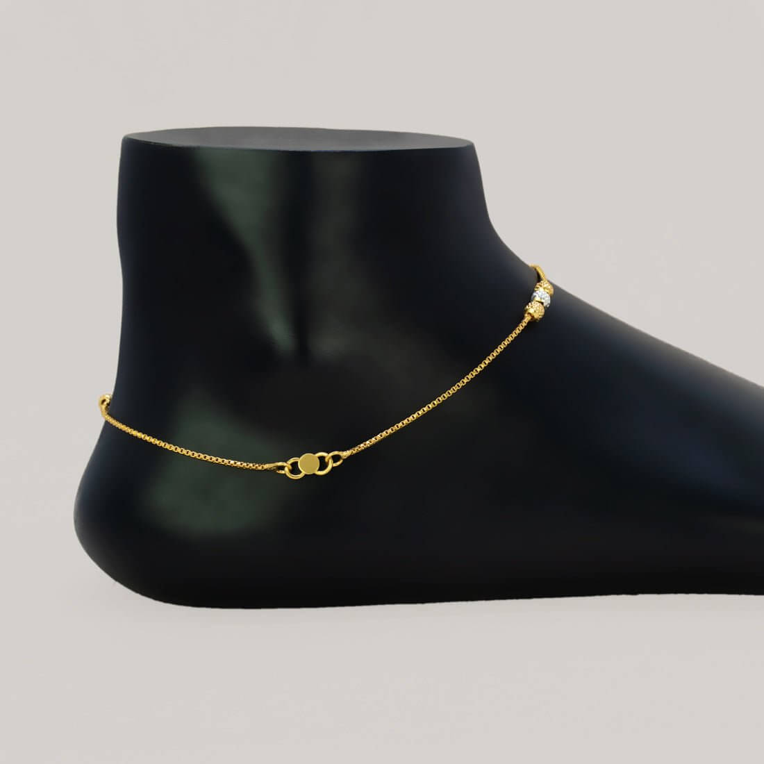 Dual Tone Triple Designer Beads Box Chain Anklets - K Supreme