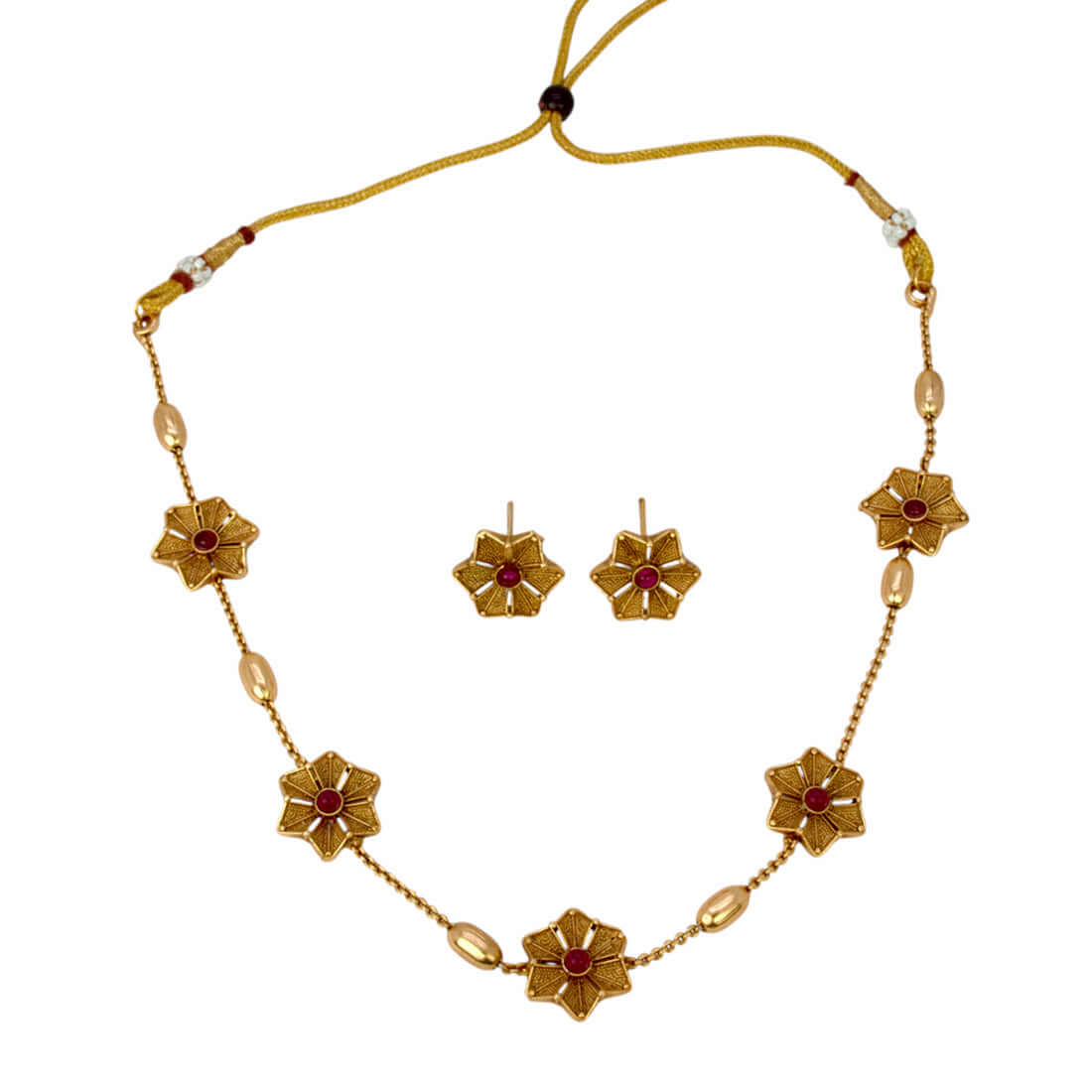 Elegant Antique Gold Plated Floral Choker Set - K Supreme