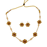 Elegant Antique Gold Plated Floral Choker Set - K Supreme