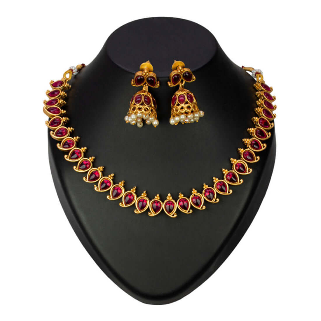 Elegant Fashion Antique Mango Necklace And Jhumka Set - K Supreme