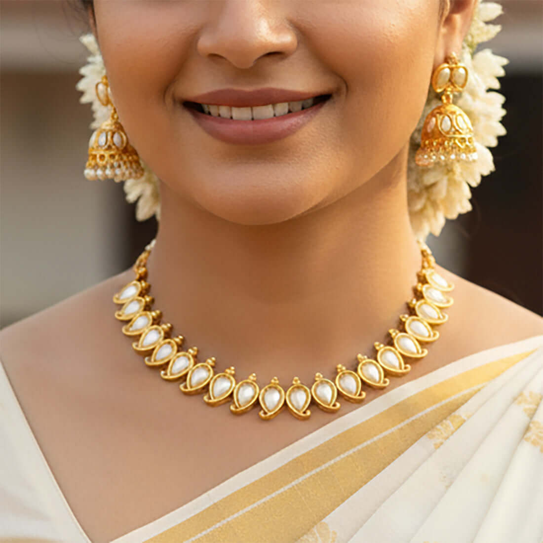 Elegant Fashion Antique Mango Necklace And Jhumka Set - K Supreme