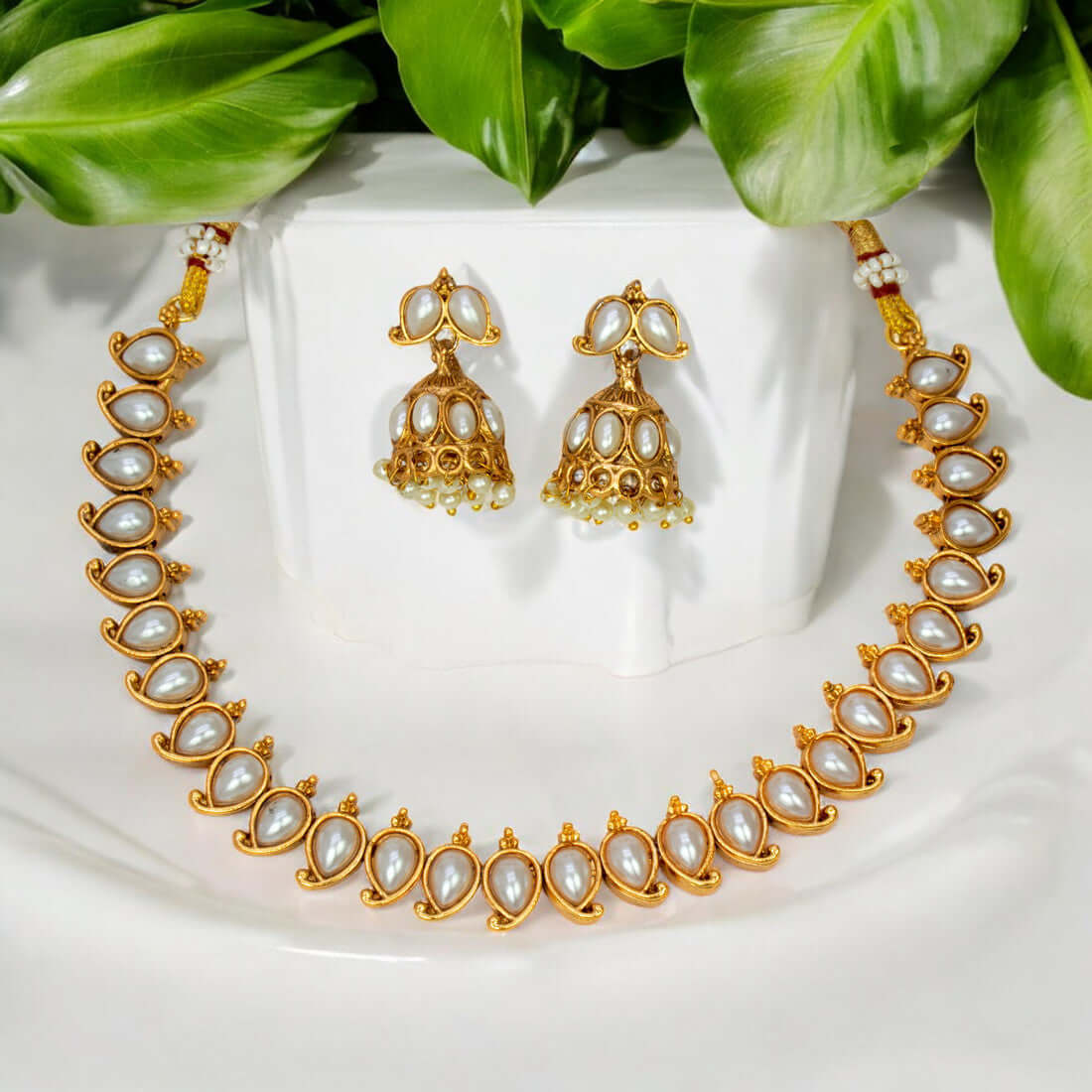 Elegant Fashion Antique Mango Necklace And Jhumka Set - K Supreme