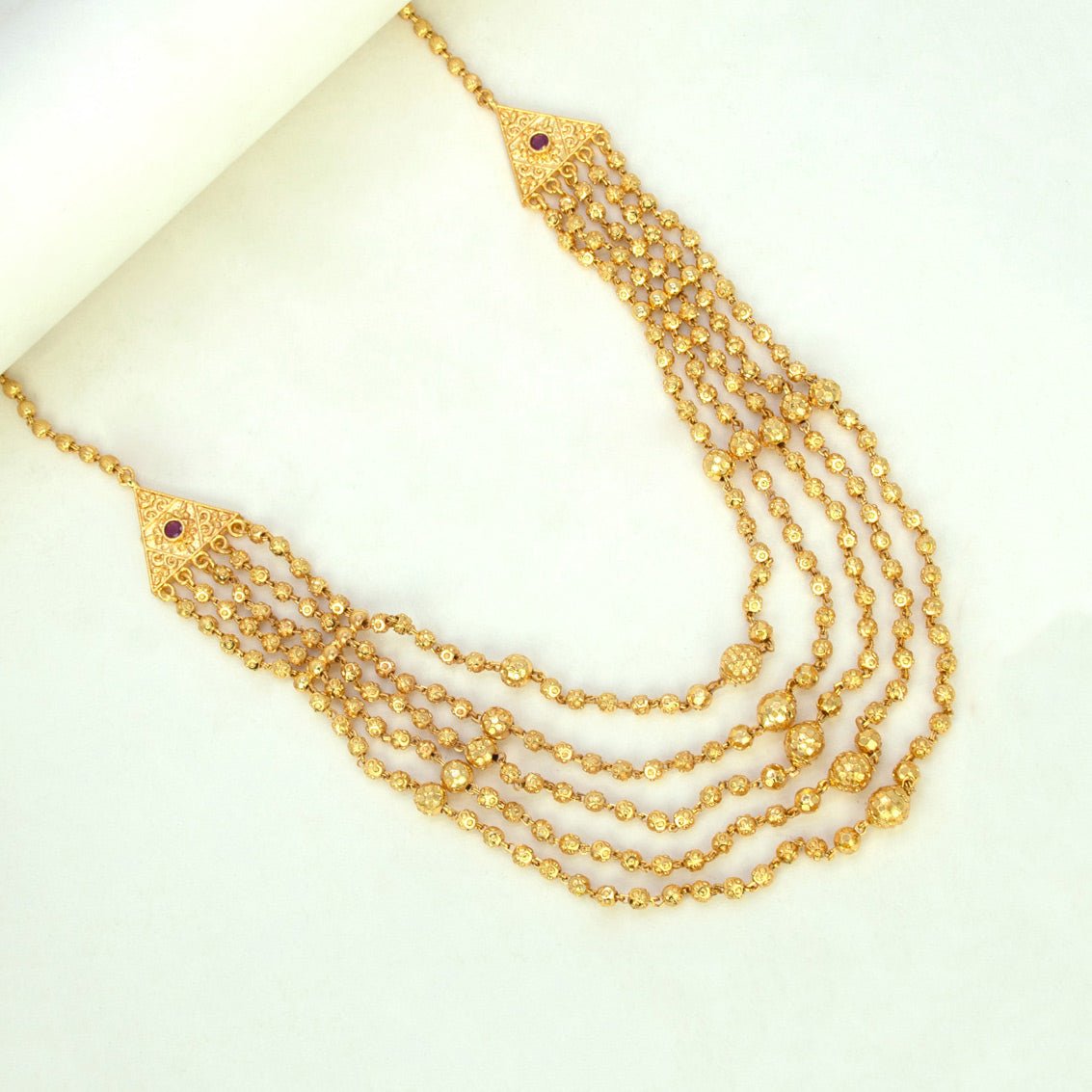 Elegant Five - Strand Designer Golden Beads Layer Necklace - KSupreme