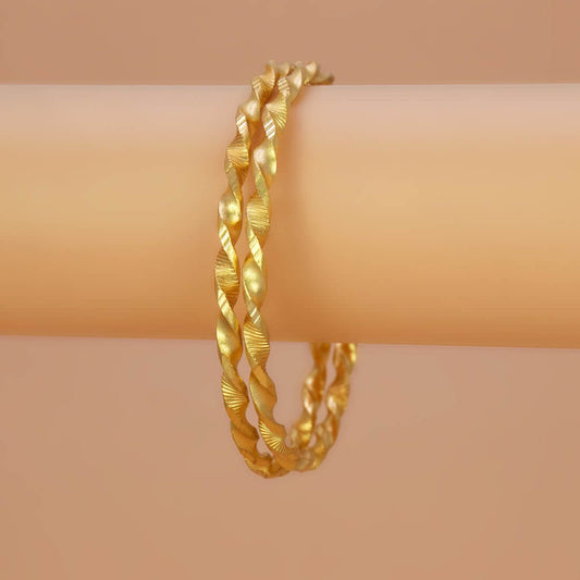 Elegant Gold Foamed Designer Spiral Bangles - K Supreme