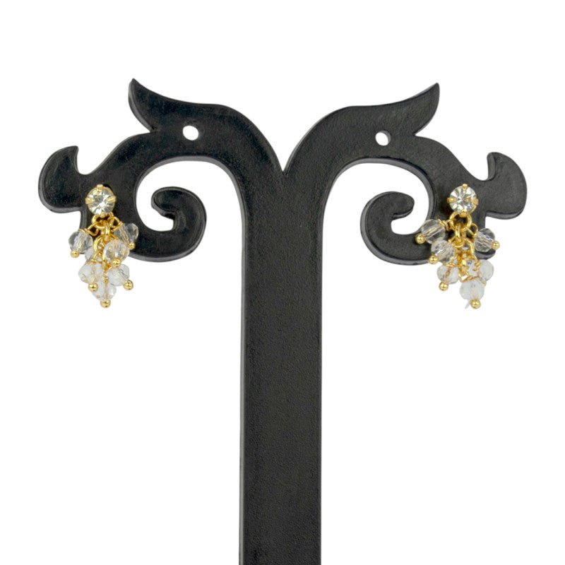 Elegant Gold Plated Crystal Cluster Hanging Earrings - K Supreme