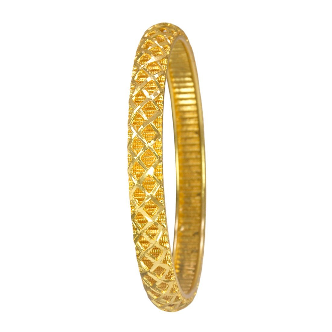 Elegant Gold Plated Designer Two - Line Net Bangle - KSupreme