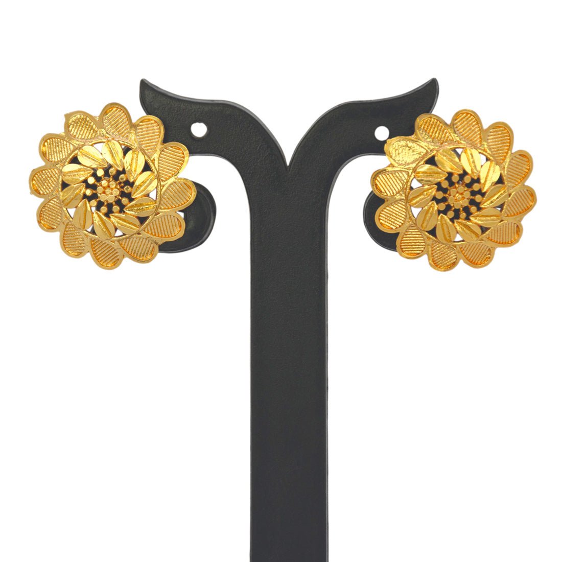 Elegant Gold Plated Floral Designer Big Stud Earrings - KSupreme