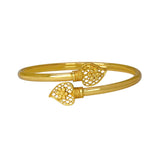 Elegant Gold Plated Floral Heart Open Bangle - KSupreme