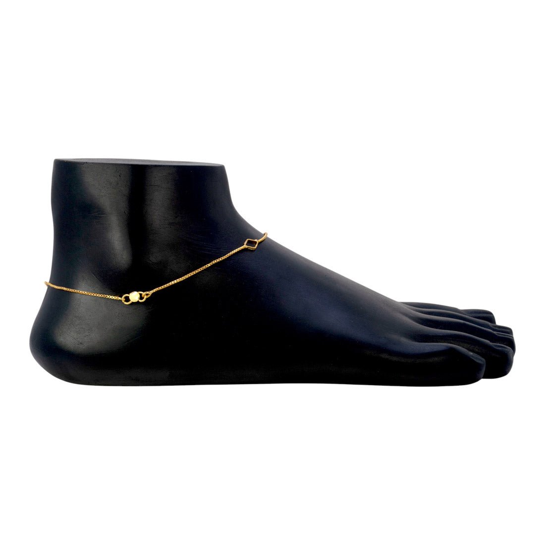 Elegant Gold Plated Geometric Design Box Chain Anklets - K Supreme