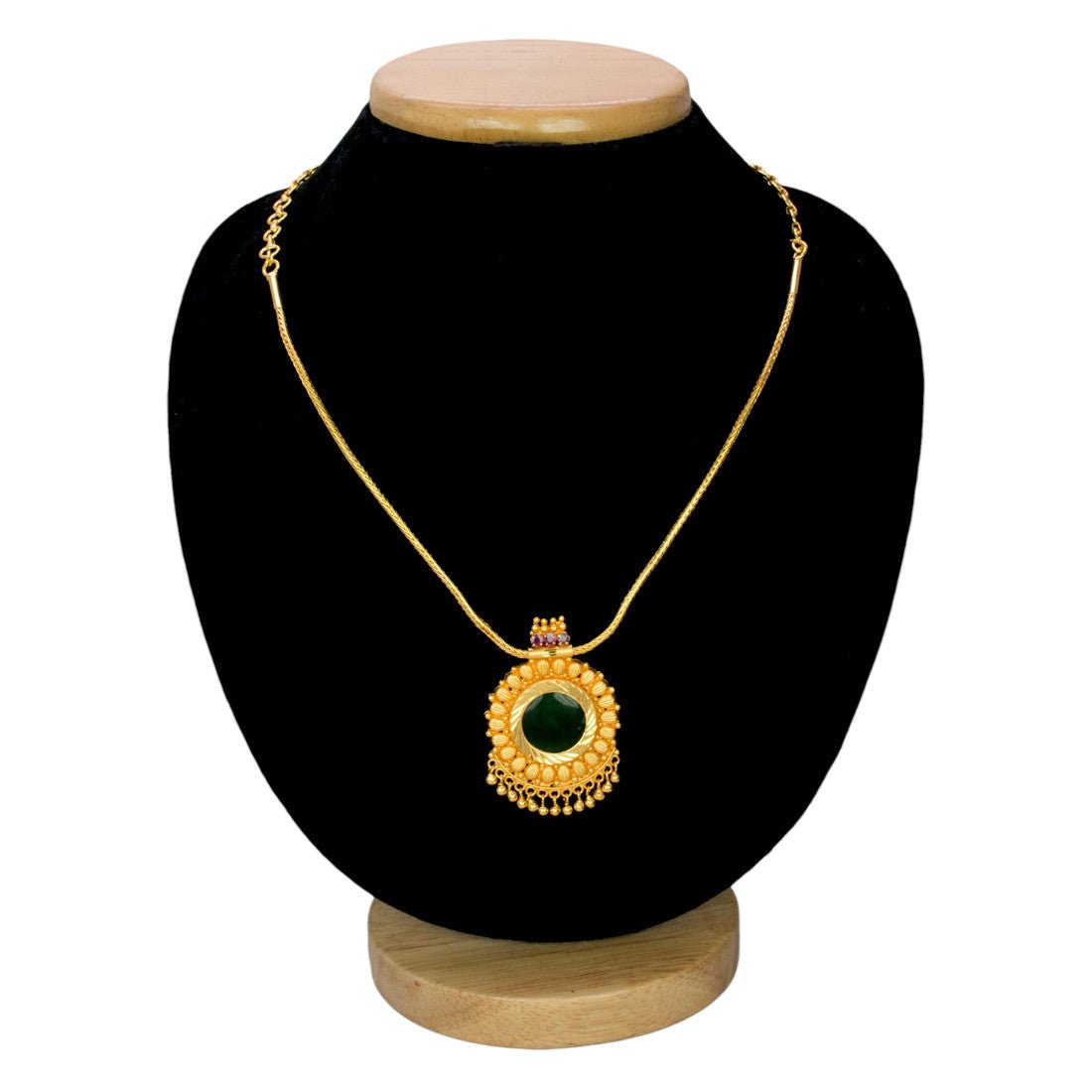 Elegant Gold Plated Green Enamel Pendant Necklace - K Supreme