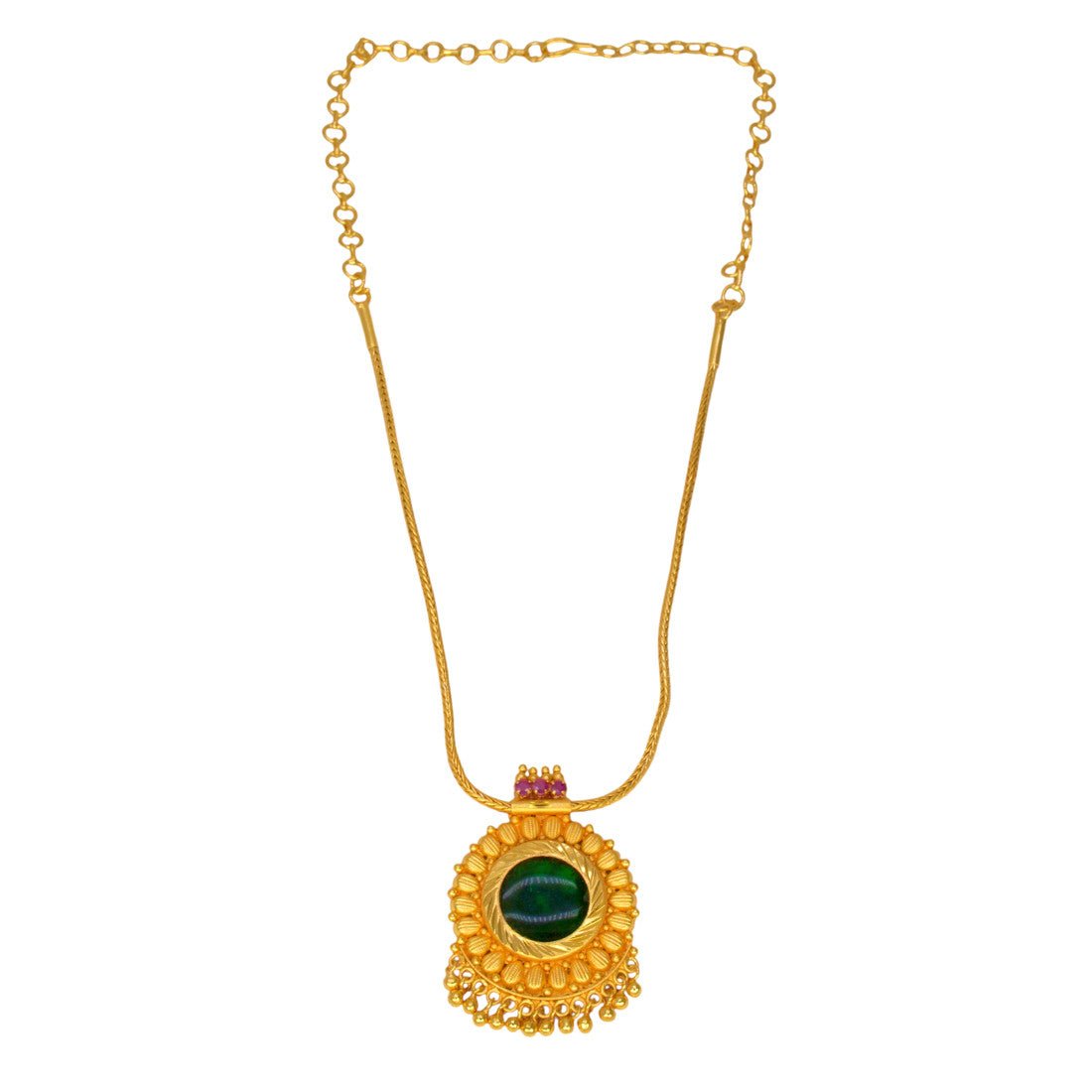 Elegant Gold Plated Green Enamel Pendant Necklace - K Supreme