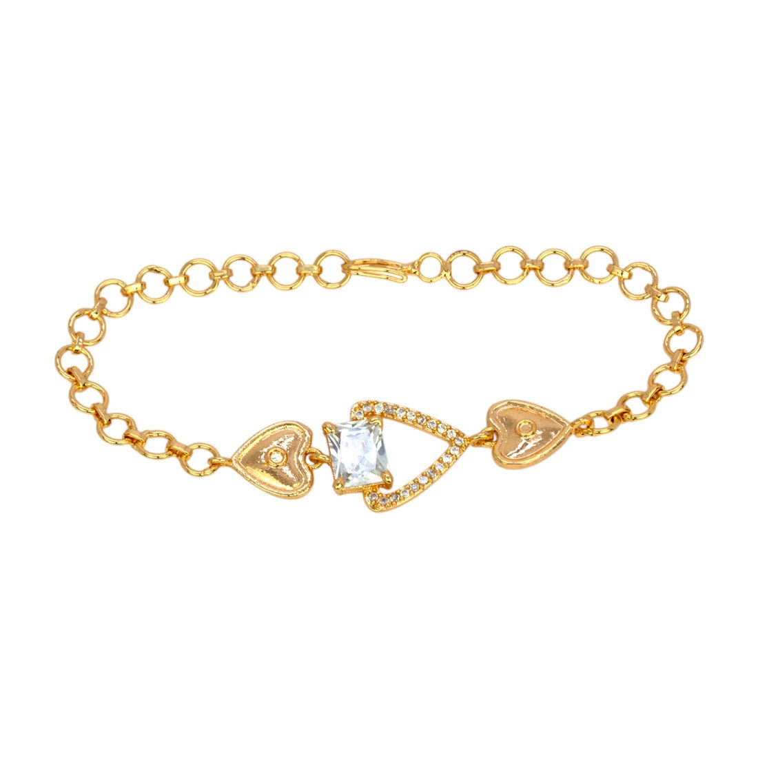 Elegant Gold Plated Hearts Cubic Zirconia Bracelet - KSupreme