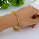 Elegant Gold Plated Purple CZ Stone Bangle - K Supreme