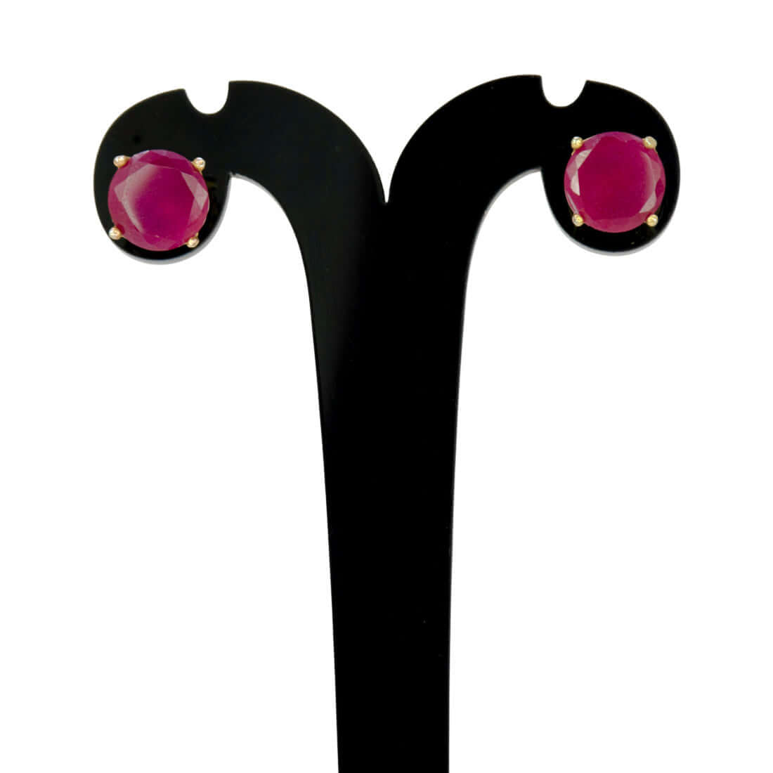 Elegant Gold Plated Single Ruby Stone Stud Earrings - K Supreme