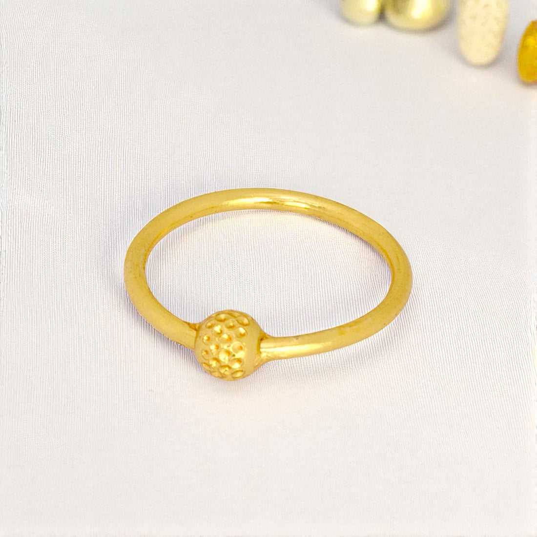Elegant Gold Plated Textured Bead Band Ring - K Supreme