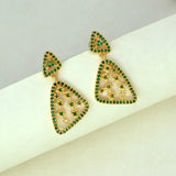 Elegant Gold Plated Triangular Stone Earrings - K Supreme