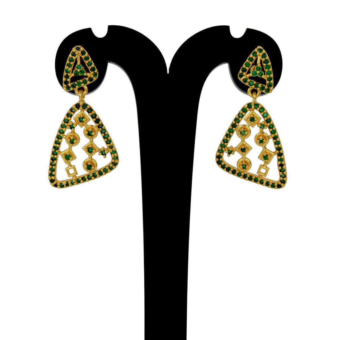 Elegant Gold Plated Triangular Stone Earrings - K Supreme