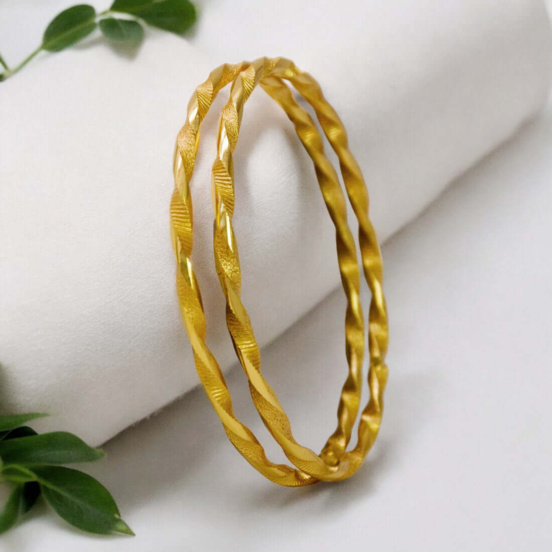 Elegant Gold Plated Twisted Bangles - K Supreme