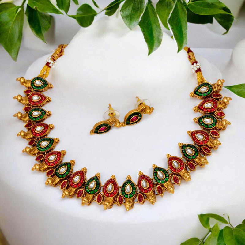 Elegant Multi-Color Antique Peacock Necklace Set