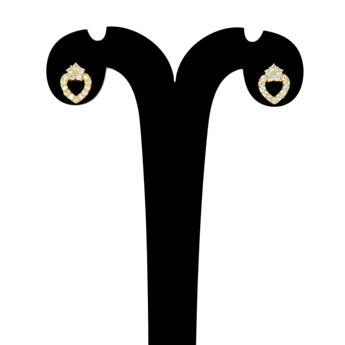 Elegant Small Gold Plated Sparkling Floral CZ Heart Studs - K Supreme