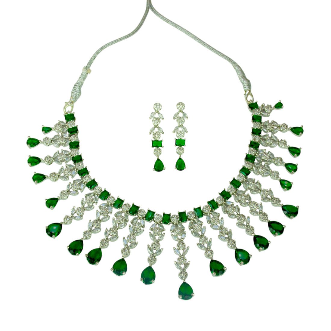 Enchanting American Diamond Emerald Choker Set - KSupreme