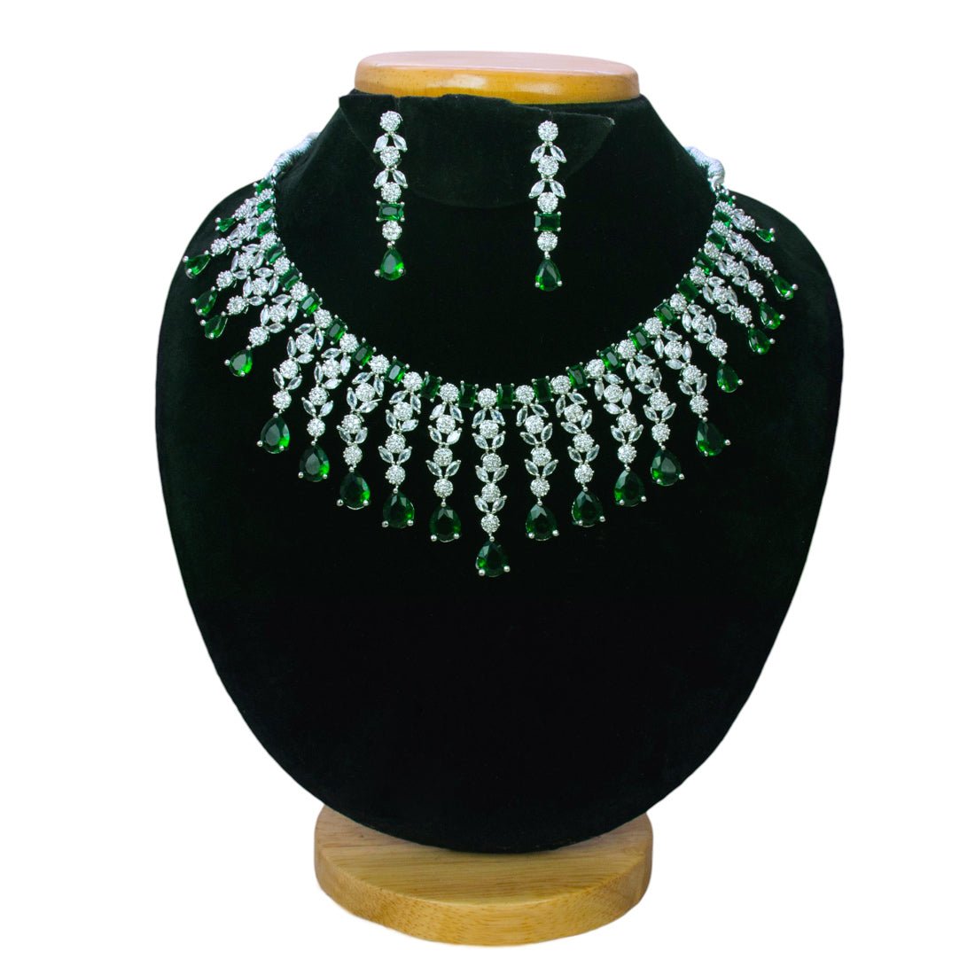 Enchanting American Diamond Emerald Choker Set - KSupreme
