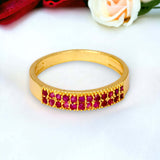 Enchanting Gold Plated Semi - precious Stones Finger Ring - K Supreme